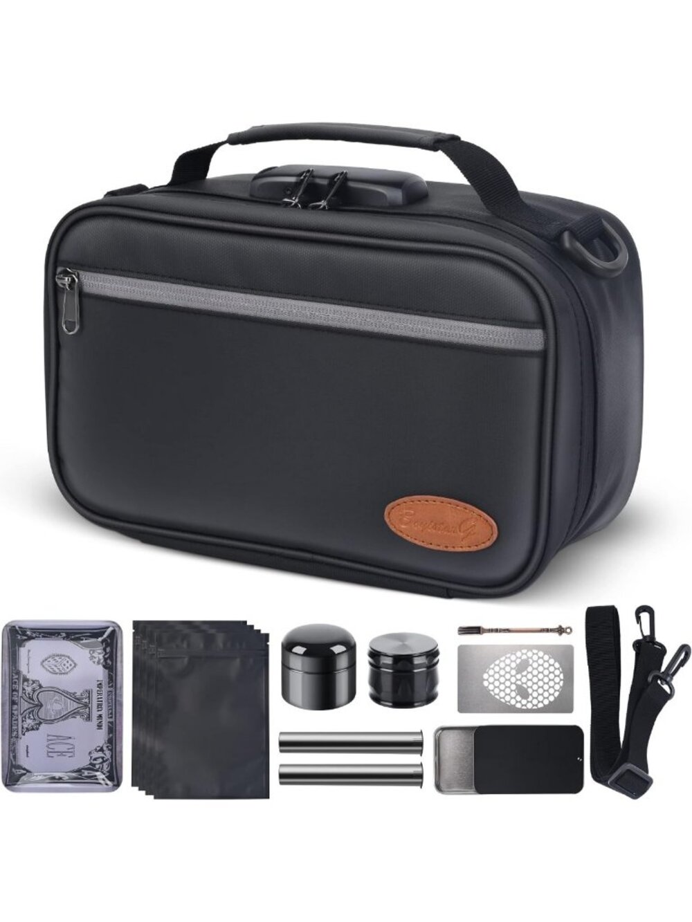 8pc Travel Case Set with Carbon Lined Pouches & Accessories - Perfect Gift!